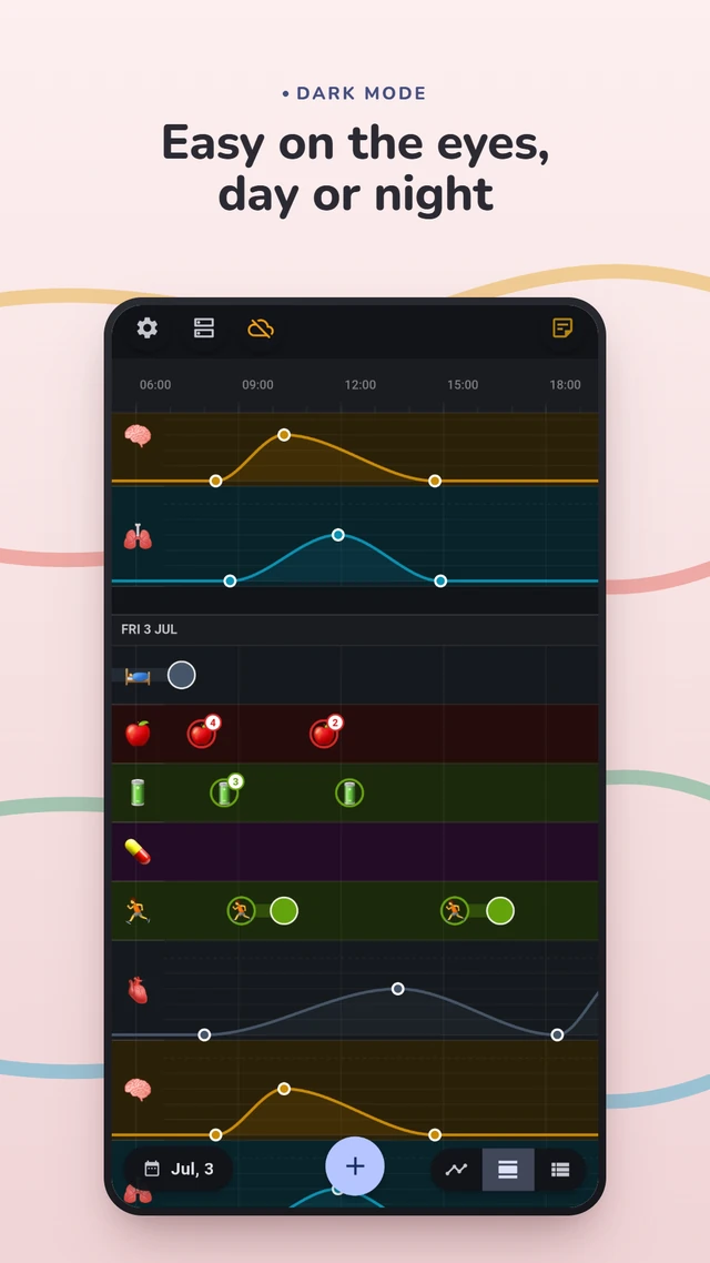 The timeline in dark mode
